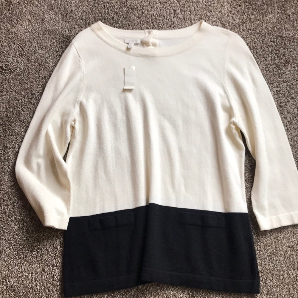 NWT Talbots 3/4 Sleeve Two-toned Sweater
